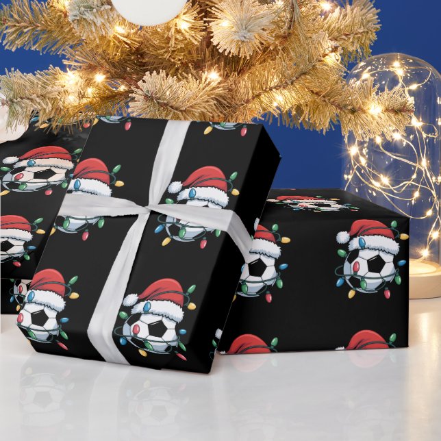 Santa Soccer Ball Sports Christmas Soccer Player Wrapping Paper (Holidays)