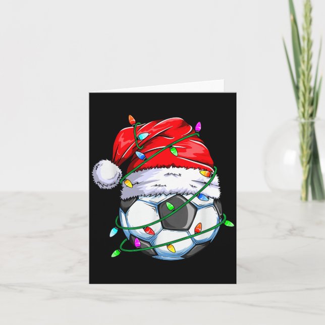 Santa Soccer Ball Srts Design- Christmas Soccer Pl Card (Front)