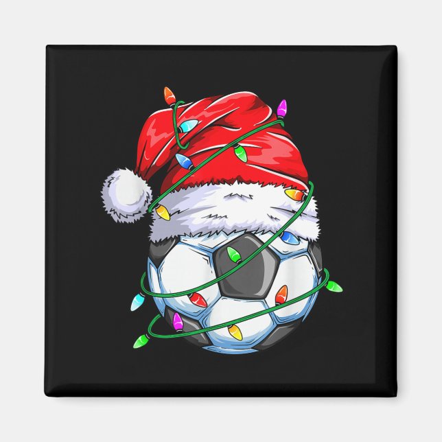 Santa Soccer Ball Srts Design- Christmas Soccer Pl Magnet (Front)