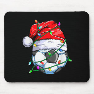 Santa Soccer Ball Srts Design- Christmas Soccer Pl Mouse Pad