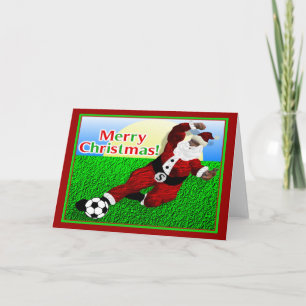 Santa Soccer Merry Christmas Card