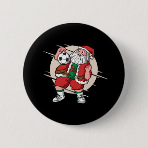 Santa Soccer Player Christmas Design Button