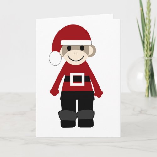Santa Sock Monkey Holiday Card
