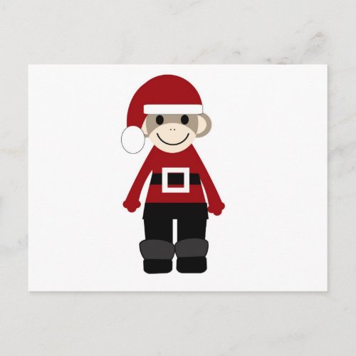 Santa Sock Monkey Holiday Postcard