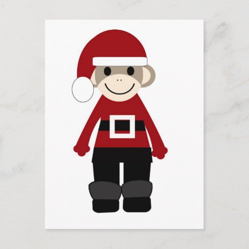 Santa Sock Monkey Holiday Postcard