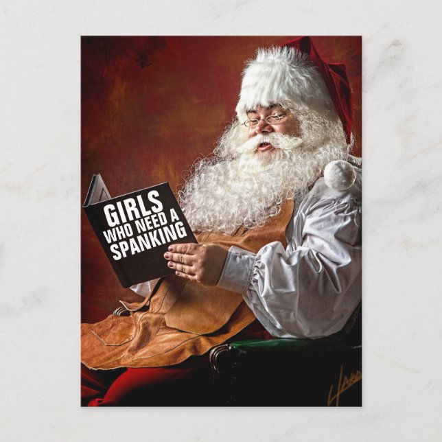 SANTA SPANKING NAGHTY GIRL LIST Postcards (Front)