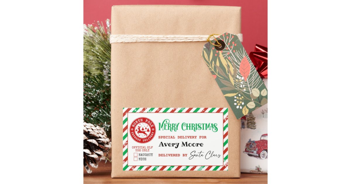 Christmas Mail From Santa North Pole Delivery Rectangular Sticker, Zazzle