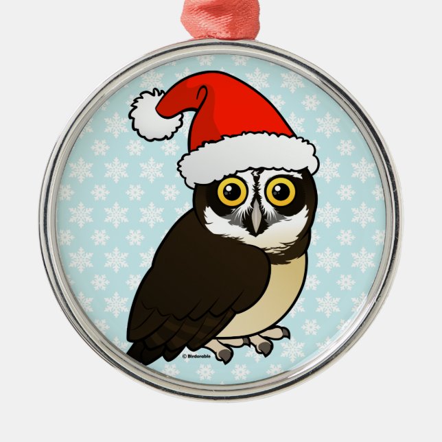 Santa Spectacled Owl Metal Ornament (Front)