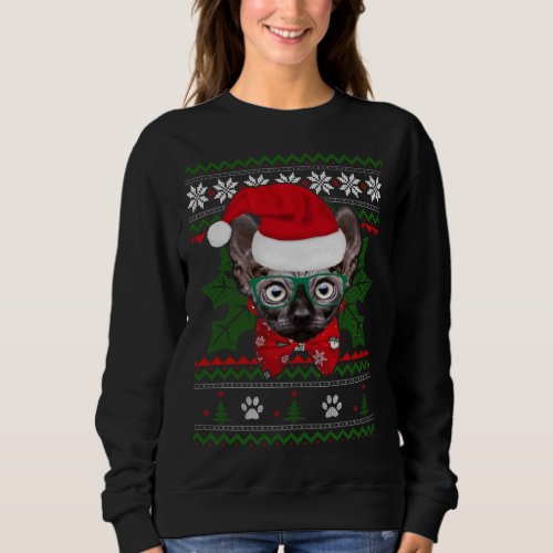 Santa Sphynx Cat Holiday Funny Ugly Christmas Xmas Sweatshirt