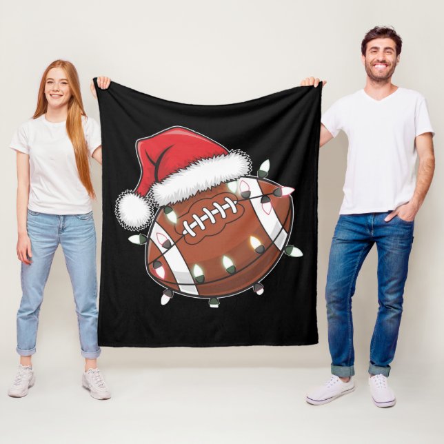 Santa Sports Christmas American Football Lover Fleece Blanket (In Situ)