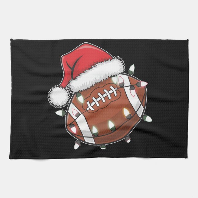 Santa Sports Christmas American Football Lover Kitchen Towel (Horizontal)
