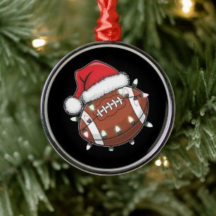 Santa Sports Christmas American Football Lover Metal Ornament