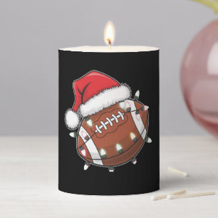 Santa Sports Christmas American Football Lover Pillar Candle
