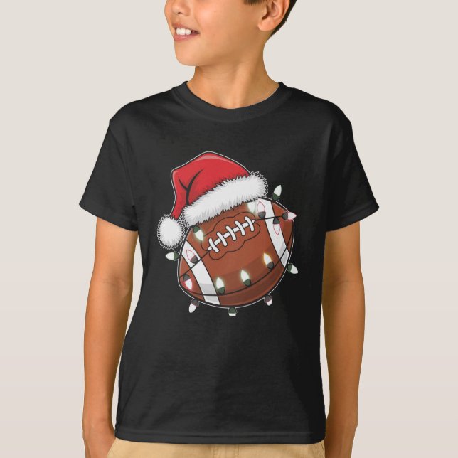 Santa Sports Christmas American Football Lover T-Shirt (Front)