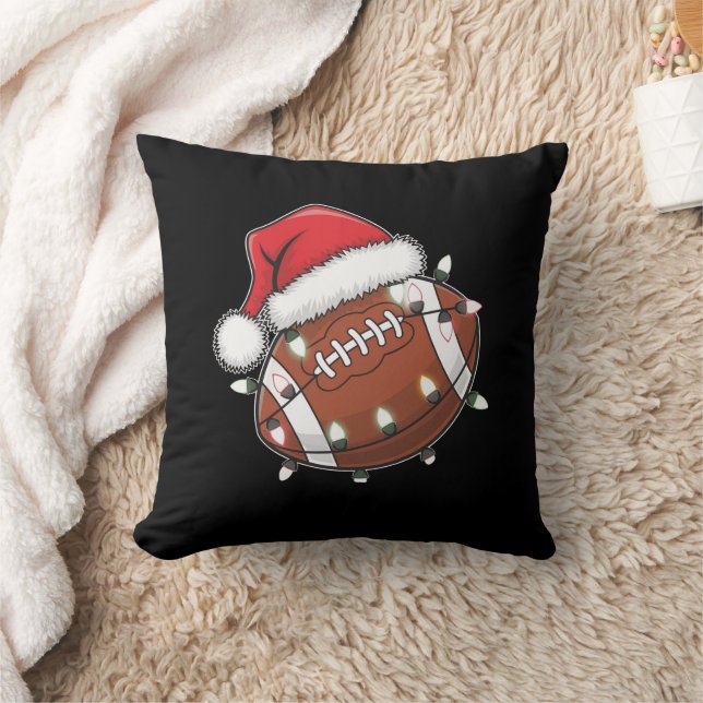 Santa Sports Christmas American Football Lover Throw Pillow (Blanket)