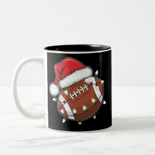 Santa Sports Christmas American Football Lover Two-Tone Coffee Mug