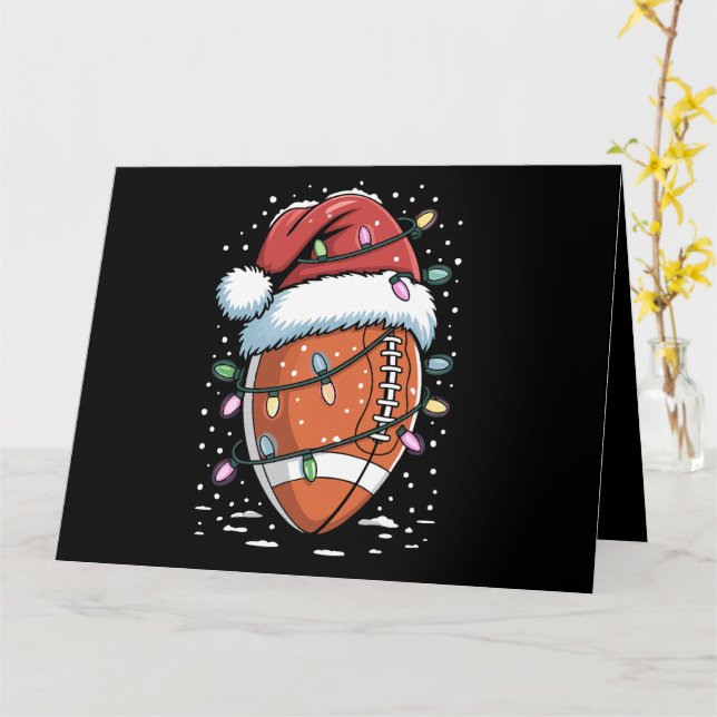 Santa Sports Christmas American Football Player  Card (Yellow Flower)
