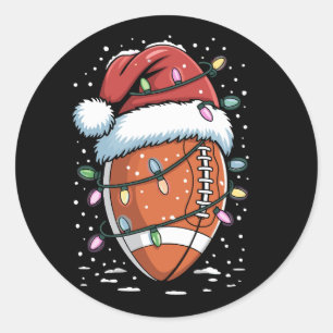 Santa Sports Christmas American Football Player Classic Round Sticker