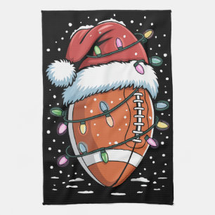 Santa Sports Christmas American Football Player  Kitchen Towel