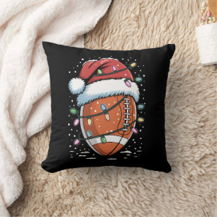 Santa Sports Christmas American Football Player Throw Pillow