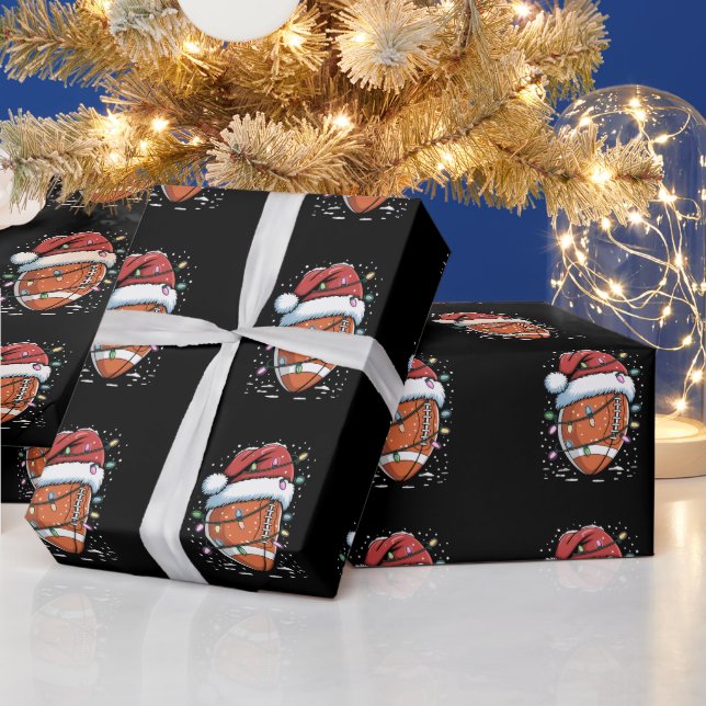 Santa Sports Christmas American Football Player  Wrapping Paper (Holidays)
