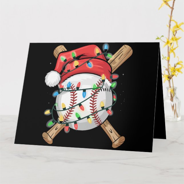 Santa Sports Christmas Baseball Player  Card (Yellow Flower)