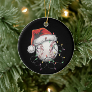 Santa Sports Christmas Baseball Player Ceramic Ornament
