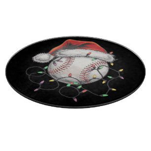 Santa Sports Christmas Baseball Player Cutting Board