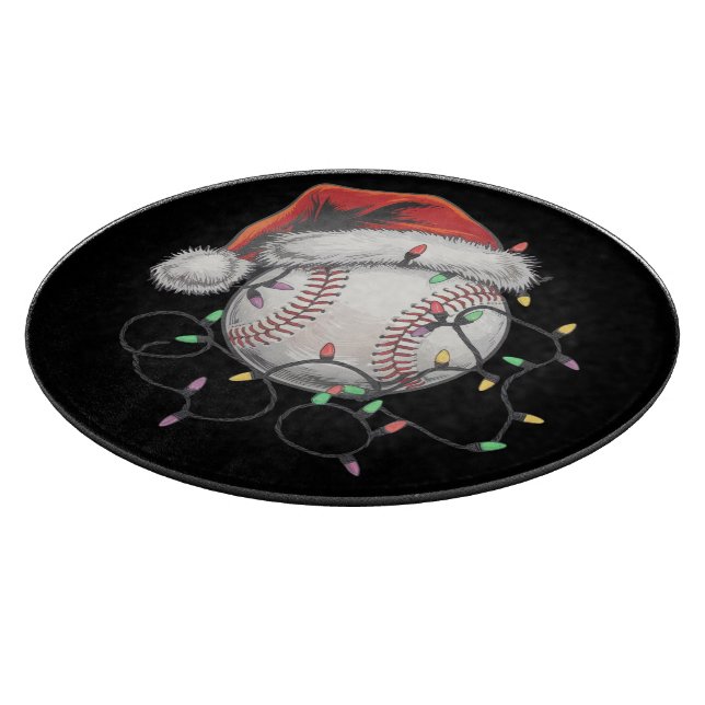 Santa Sports Christmas Baseball Player Cutting Board (Corner)