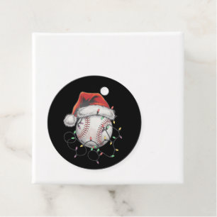 Santa Sports Christmas Baseball Player Favor Tags