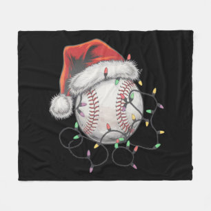 Santa Sports Christmas Baseball Player Fleece Blanket