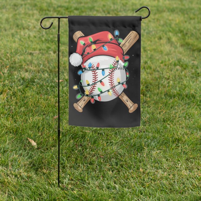Santa Sports Christmas Baseball Player  Garden Flag (In SItu)