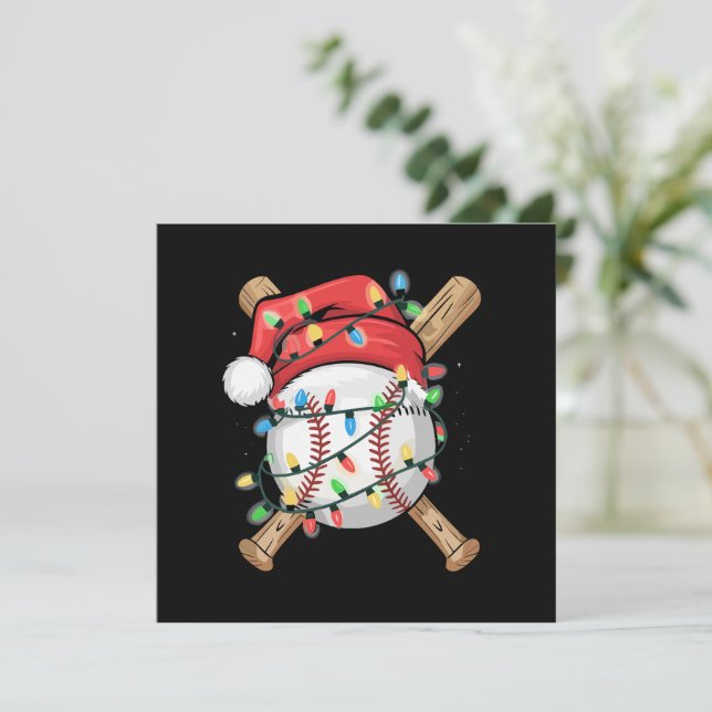Santa Sports Christmas Baseball Player  Holiday Card (Standing Front)