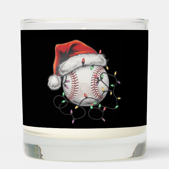 Santa Sports Christmas Baseball Player Scented Candle (Front)