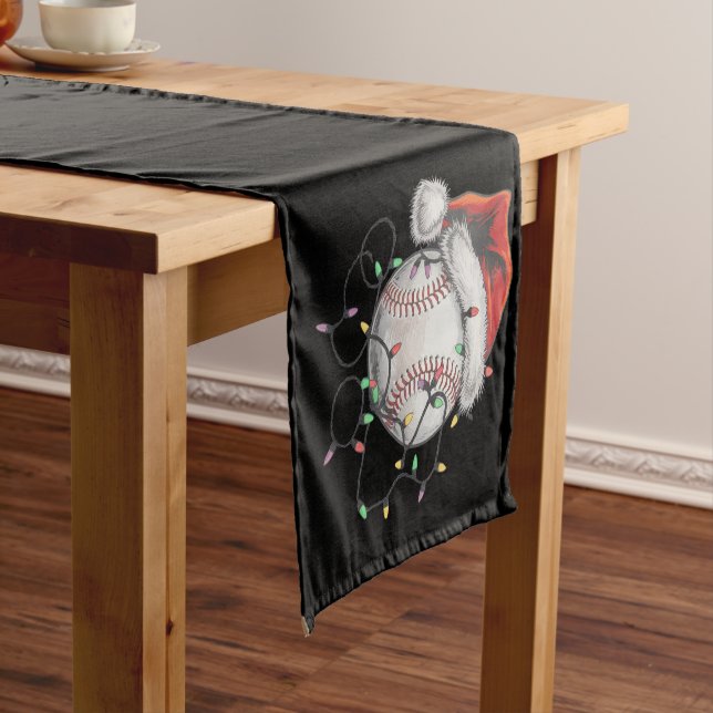 Santa Sports Christmas Baseball Player Short Table Runner (In Situ)