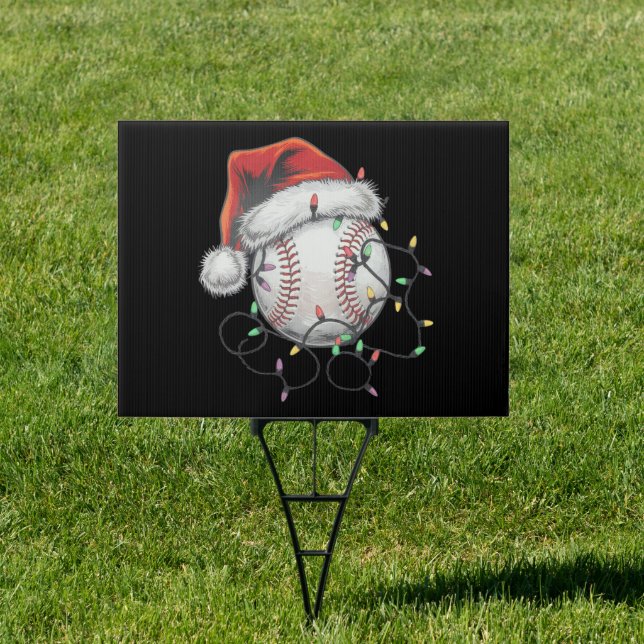 Santa Sports Christmas Baseball Player Sign (Insitu)