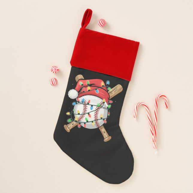 Santa Sports Christmas Baseball Player  Stocking (Front)