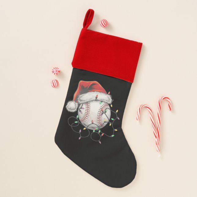 Santa Sports Christmas Baseball Player Stocking (Front)