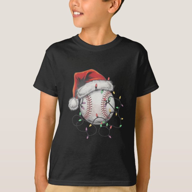 Santa Sports Christmas Baseball Player T-Shirt (Front)