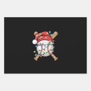 Santa Sports Christmas Baseball Player Wrapping Paper Sheets