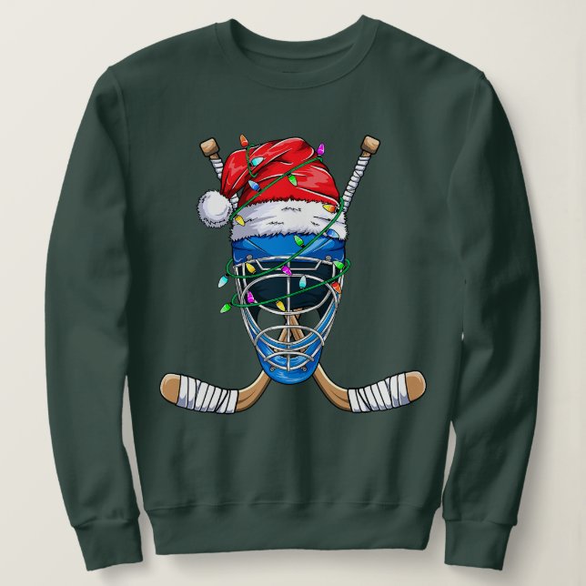 Santa Sports Design For Boys Christmas Hockey Play Sweatshirt (Design Front)