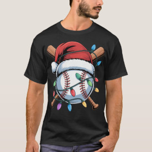 Santa Sports Design For Men Boys Christmas Basebal T-Shirt