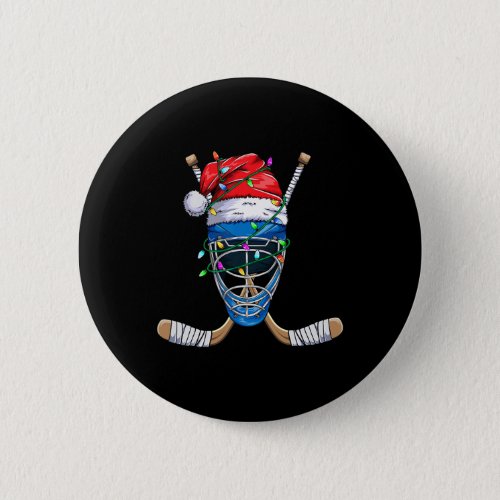 Santa Sports Design For Men Boys Christmas Hockey  Button