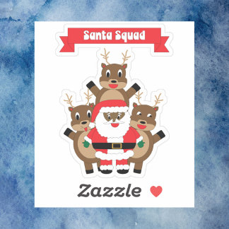 Santa Squad Christmas Reindeer Black Santa Claus Sticker
