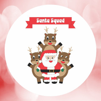 Santa Squad Christmas Reindeer Humor Classic Round Sticker