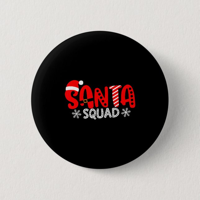 Santa Squad Christmas Team Santa Crew Family Match Button (Front)