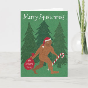 Santa Squatch Christmas Add Your Name Funny Holiday Card