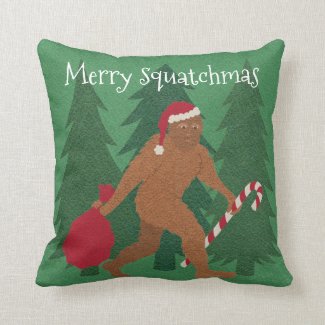 Santa Squatch Christmas To Everyday Reversible Throw Pillow