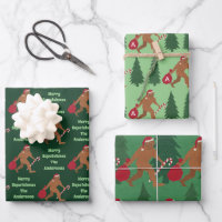 Santa Squatch Cute Assortment Funny Christmas Wrapping Paper Sheets