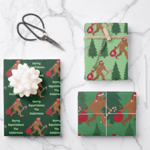 Santa Squatch Cute Assortment Funny Christmas Wrapping Paper Sheets